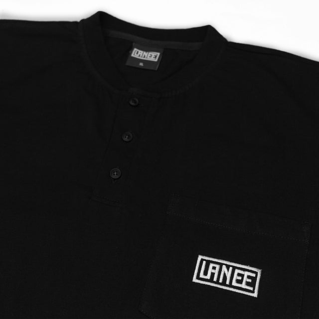 Lanee Clothing Streetwear BLACK HALF-BUTTON TEE