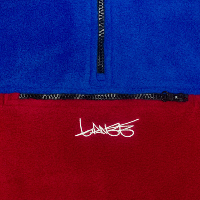 BLUE/RED HALF ZIP FLEECE