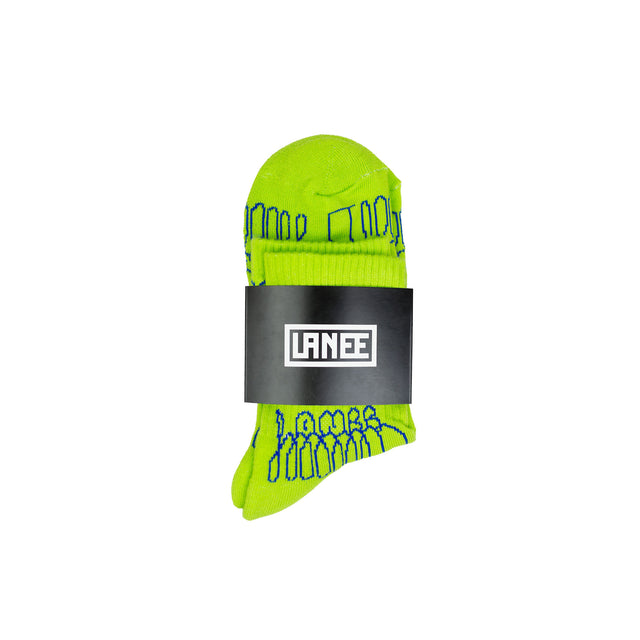 Lanee Clothing Streetwear THROW-UP LIME SOCKS