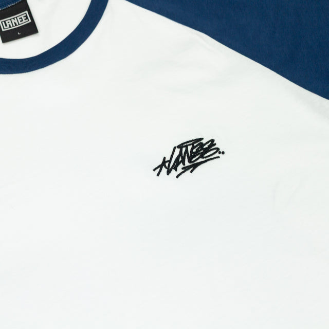 Lanee Clothing Streetwear BLUE-WHITE RAGLAN TEE