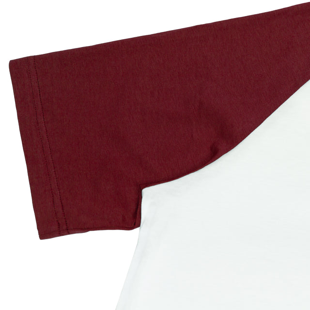 Lanee Clothing Streetwear MAROON-WHITE RAGLAN TEE