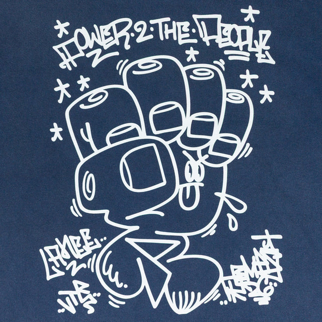 Lanee Clothing Streetwear POWER TO THE PEOPLE BLUE WASHED TEE