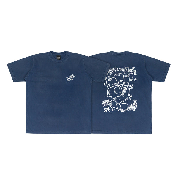 POWER TO THE PEOPLE BLUE WASHED TEE