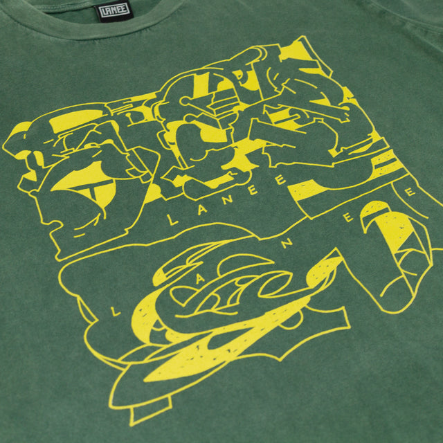 Lanee Clothing Streetwear ABSTRACT GREEN WASHED TEE