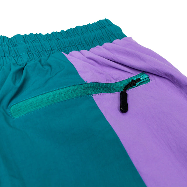 Lanee Clothing Streetwear PURPLE/GREEN NYLON SHORTS