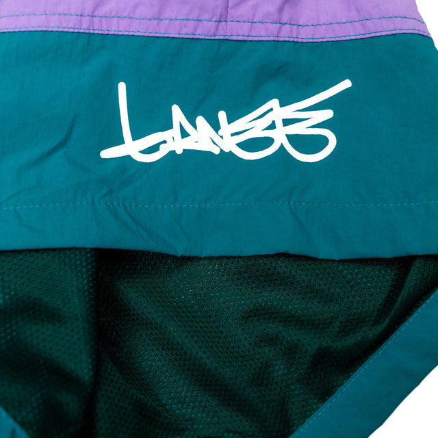 Lanee Clothing Streetwear PURPLE/GREEN NYLON SHORTS