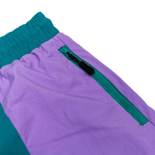Lanee Clothing Streetwear PURPLE/GREEN NYLON SHORTS