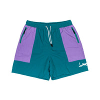 PURPLE/GREEN NYLON SHORTS