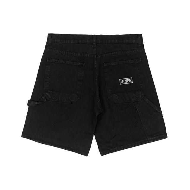 Lanee Clothing Streetwear BLACK DENIM WORK SHORTS 25