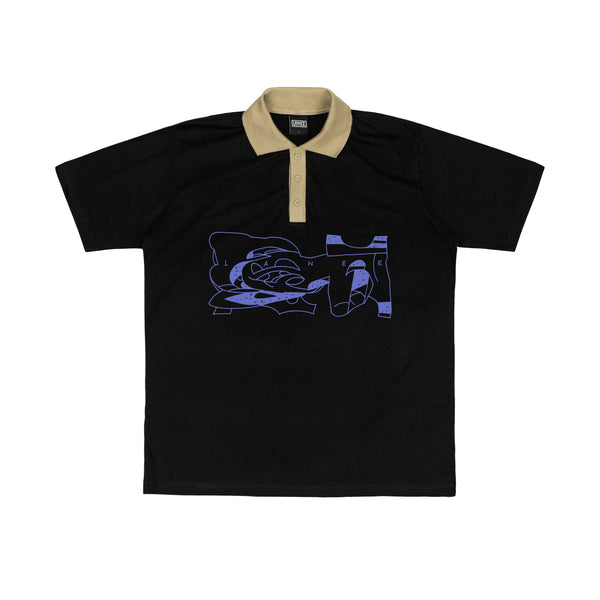 ABSTRACT BLACK POLO TEE
