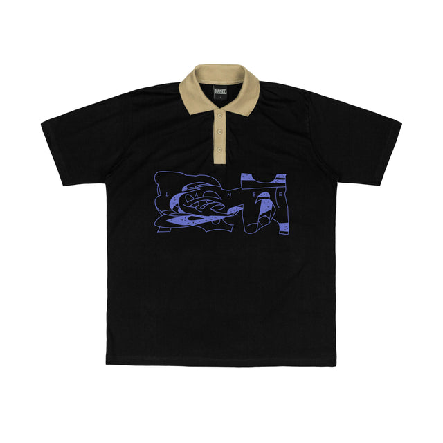 Lanee Clothing Streetwear ABSTRACT BLACK POLO TEE