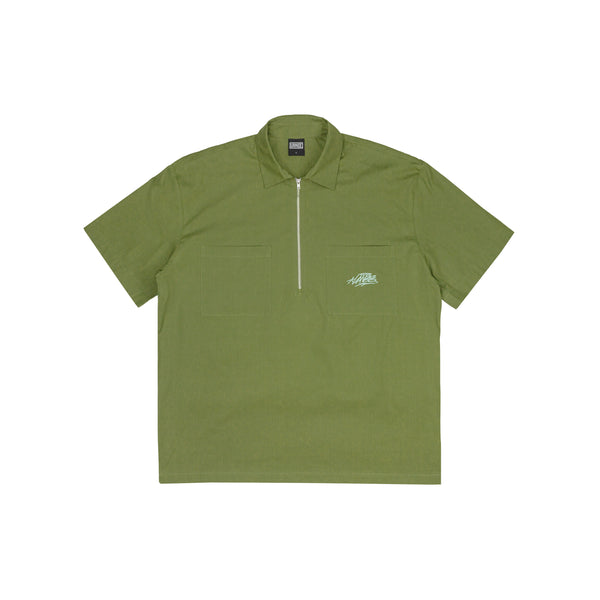 OLIVE HALF-ZIP SHIRT