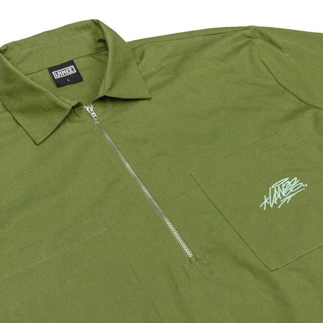 Lanee Clothing Streetwear OLIVE HALF-ZIP SHIRT