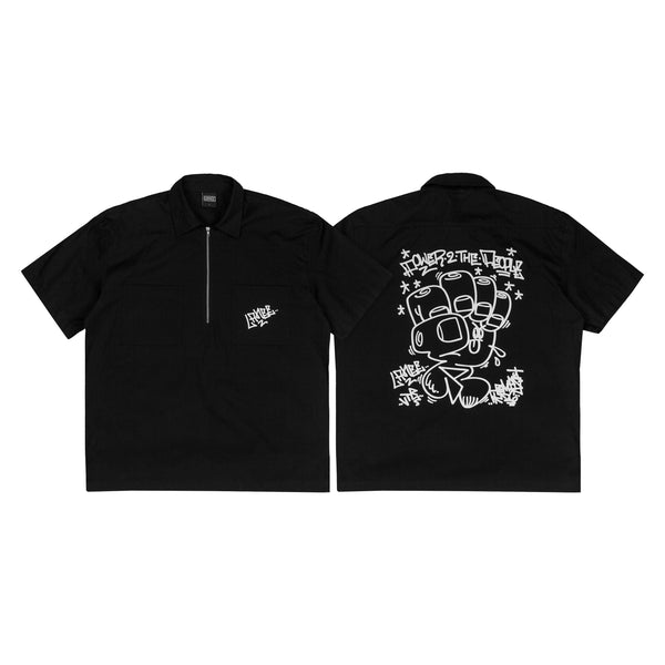 POWER TO THE PEOPLE HALF-ZIP SHIRT