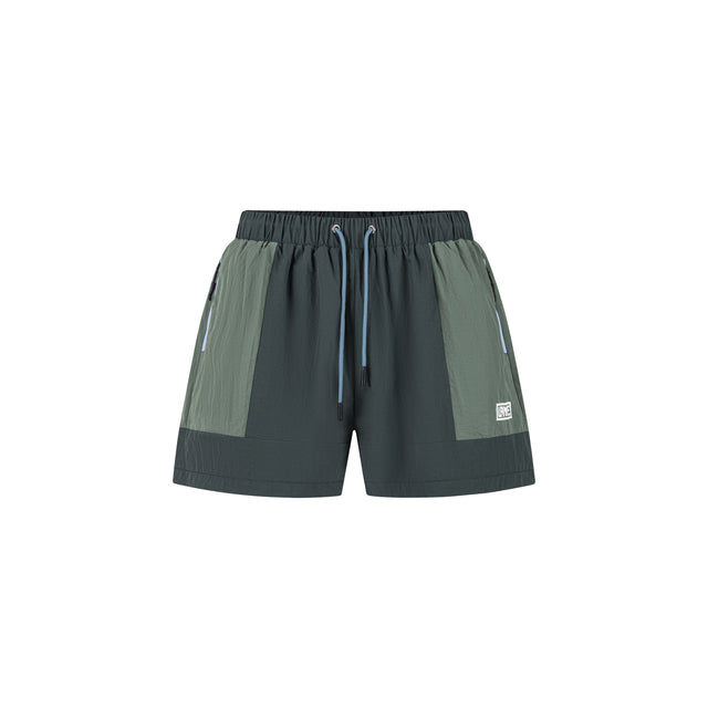 Lanee Clothing Streetwear GREEN NYLON WOMENS TRACK SHORTS