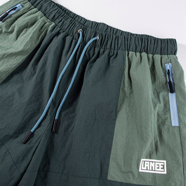 Lanee Clothing Streetwear GREEN NYLON WOMENS TRACK SHORTS