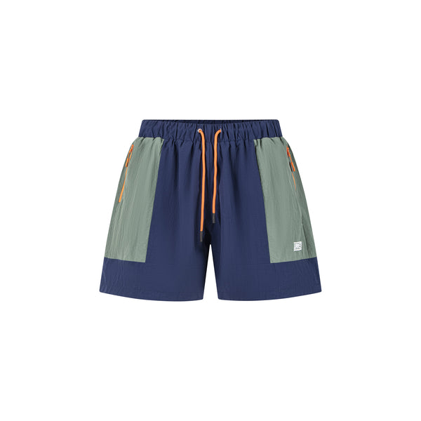 BLUE-GREEN NYLON TRACK SHORTS