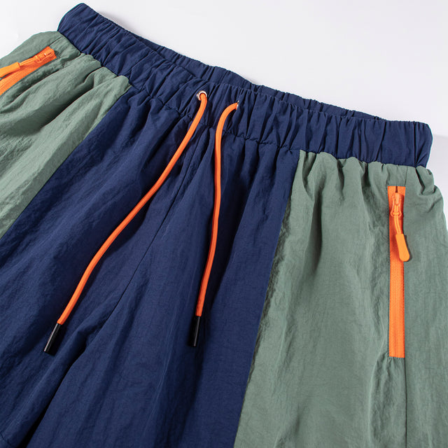 Lanee Clothing Streetwear BLUE-GREEN NYLON TRACK SHORTS
