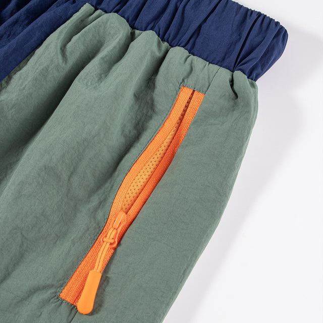 Lanee Clothing Streetwear BLUE-GREEN NYLON TRACK SHORTS