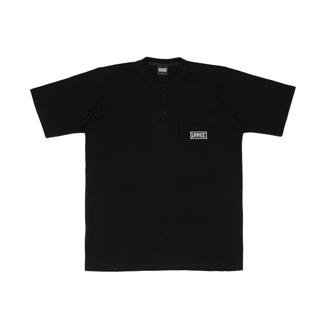 Lanee Clothing Streetwear BLACK HALF-BUTTON TEE