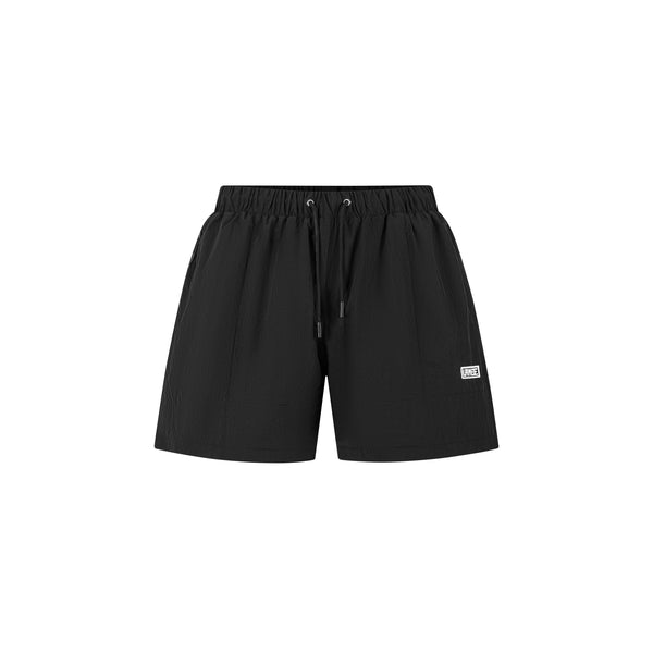 BLACK NYLON TRACK SHORTS
