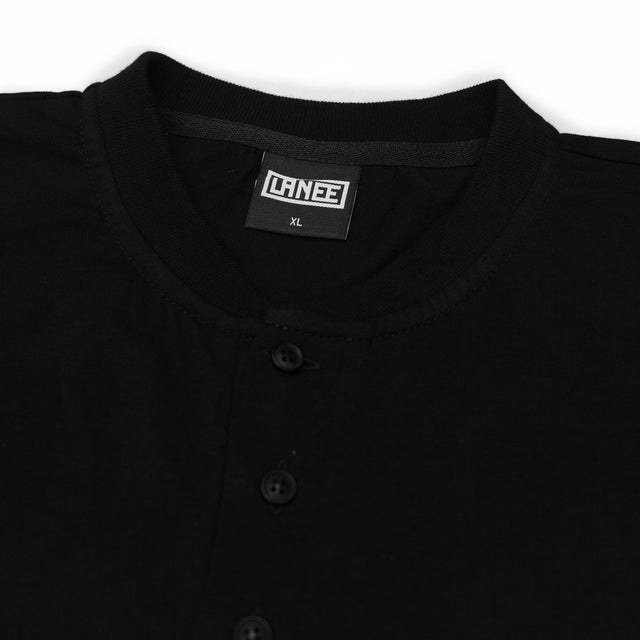 Lanee Clothing Streetwear BLACK HALF-BUTTON TEE