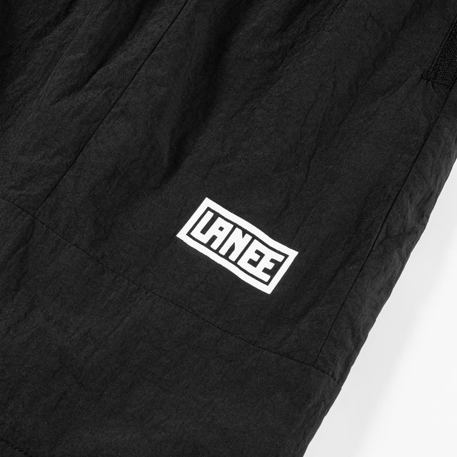 Lanee Clothing Streetwear BLACK NYLON TRACK SHORTS