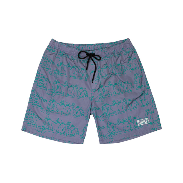 Lanee Clothing Streetwear CARTOON PURPLE SWIM SHORTS