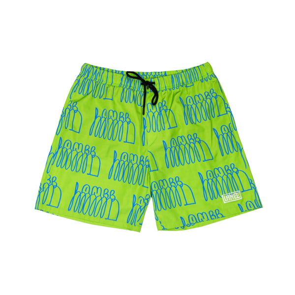 Lanee Clothing Streetwear THROW-UP LIME SWIM SHORTS