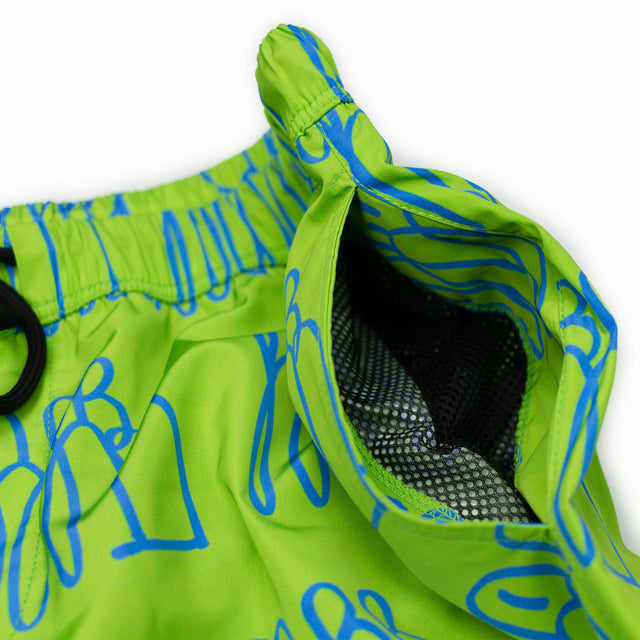 Lanee Clothing Streetwear THROW-UP LIME SWIM SHORTS