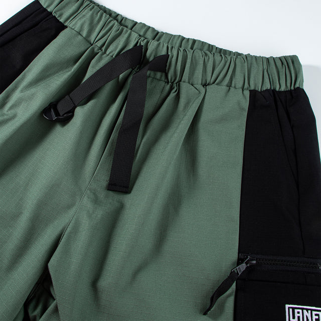 Lanee Clothing Streetwear GREEN-BLACK CARGO SHORTS