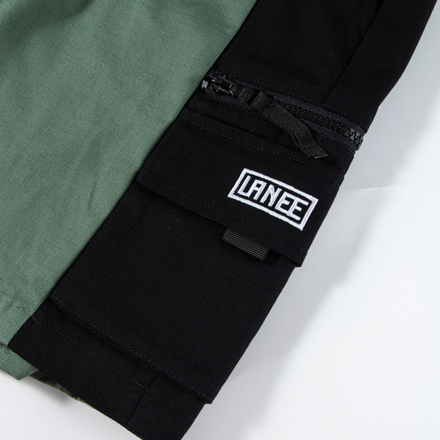 Lanee Clothing Streetwear GREEN-BLACK CARGO SHORTS