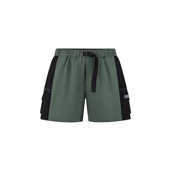 GREEN-BLACK CARGO SHORTS