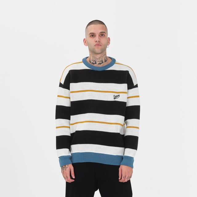 Lanee Clothing Streetwear STRIPED KNIT WHITE